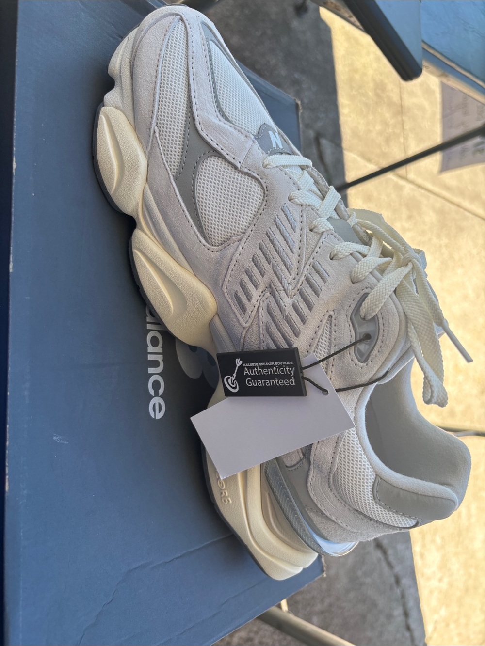 New Balance Cream and Light Gray Chunky Suede Sneaker